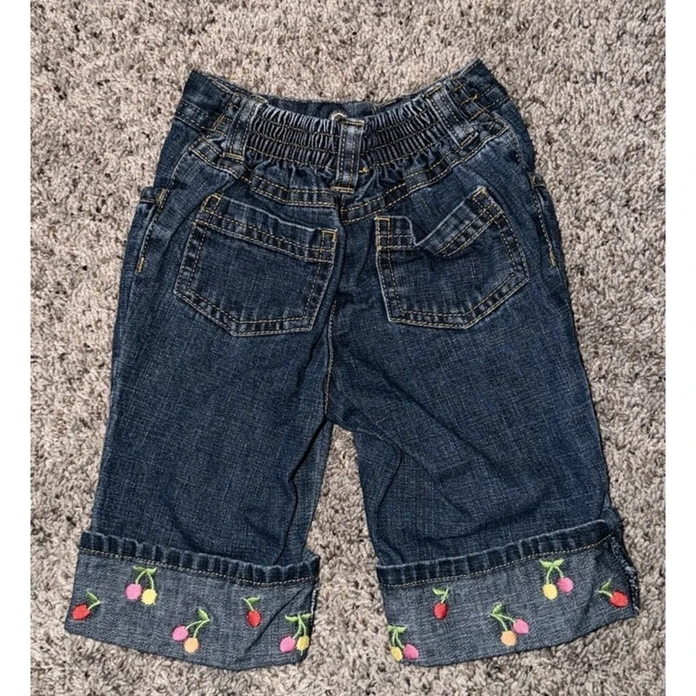 Gymboree Cherry Baby Denim Blue‎ Capri Pants roll-up cuffs 12-18 Months